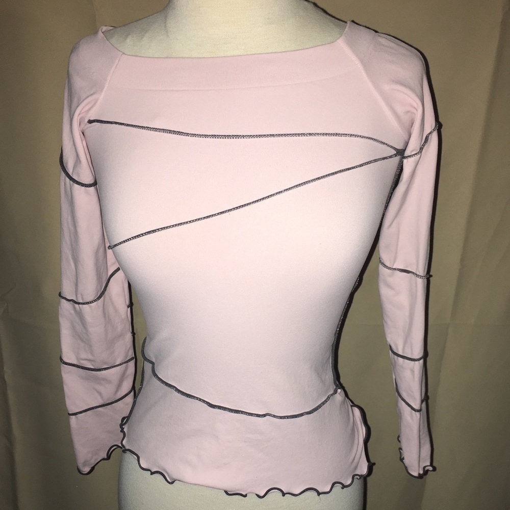 Sugar Lips Pink Contrast Stitch Long Sleeve Top One‎ Size